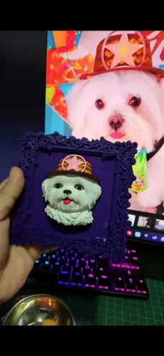 Quadro 3D Personalizado do seu Pet-Escultura em Alto Relevo(11x11x5cm)