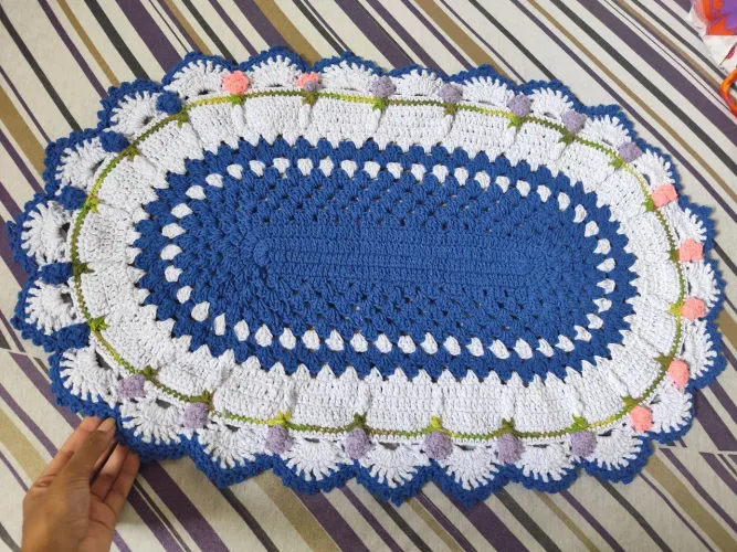 Tapete de crochê artesanal R$ 30 tapete de crochê feito a mão tapete novo