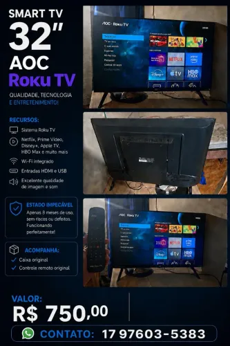 Smart TV 32" AOC Roku TV