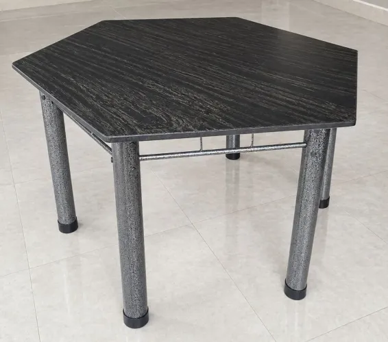 Mesa Hexagonal de Mármore Escuro