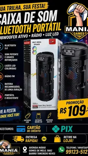 Caixa de som Bluetooth portátil