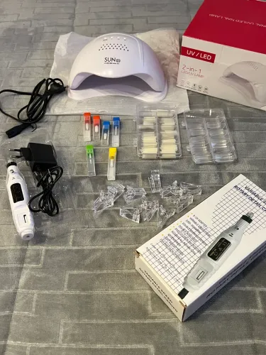 Kit Completo Unhas em Gel UV LED Cabine Sun 5X 48W + Lixa Elétrica
