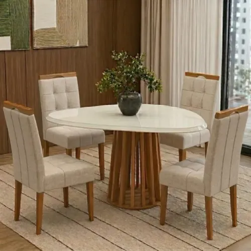 Mesa Lavanda 1,35m com 4 Cadeiras MDF Novo Pronta Entrega