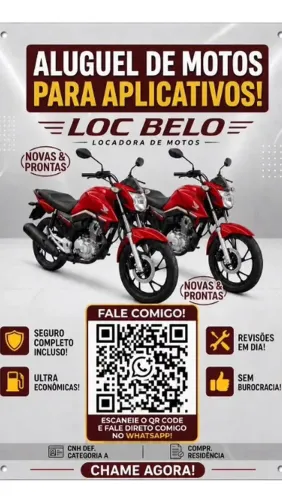 LOCAÇÃO DE MOTOS PARA PARTICULAR E APLICATIVOS