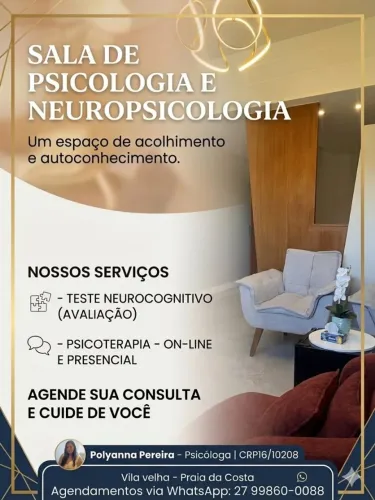 Terapia Presencial ou Online e Teste Neurocognitivo - Psicóloga