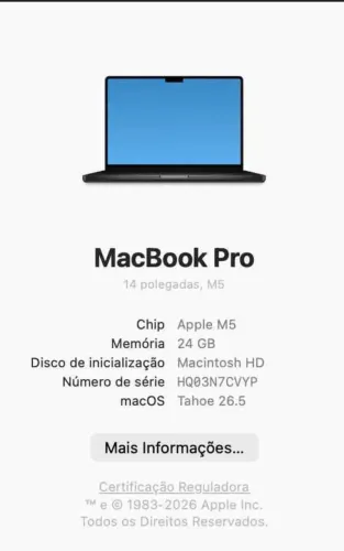 MacBook Pro M5 14" 24GB RAM 1TB SSD | Garantia Apple | Estado de Novo