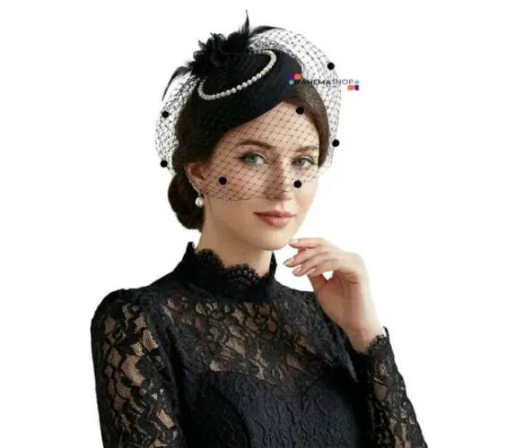 Casquete Fascinator com Voilette Preto 