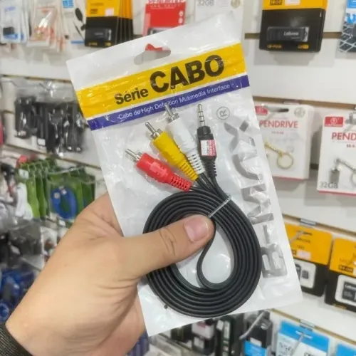 Cabo RCA P3 Áudio e Video 1,5 metros - Entrega Grátis