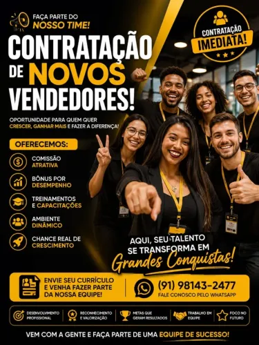 VAGAS PARA VENDEDOR (INÍCIO Imediato)