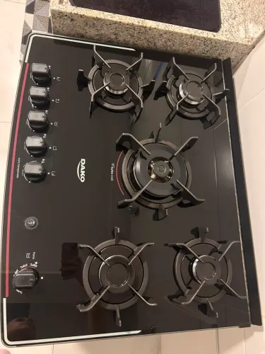 Fogão 5 Bocas Dako Supreme Mesa De Vidro Tripla Chama Bivolt