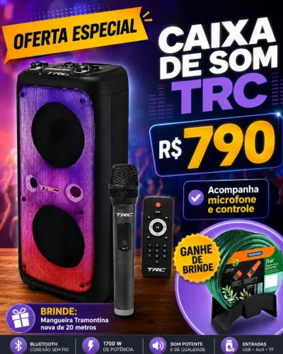 TRC Caixa de Som Amplificadora - 1700W de Potência CT 1700