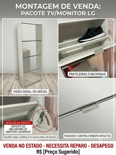 Desapego: Sapateira Vertical com Espelho Completo