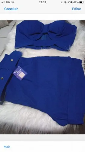 Conjunto cropped com bojo e short de alfaiataria 
