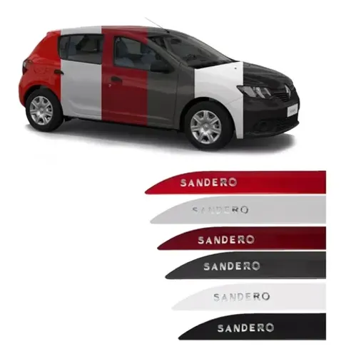 Friso Lateral Renault Sandero - Branco / Cinza / Preto / Prata / Vermelho / Azul