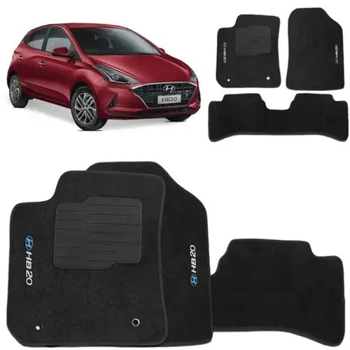 Jogo Tapete Carpete Hyundai Hb20 2020 à 2022 - Preto - Traseira Inteira