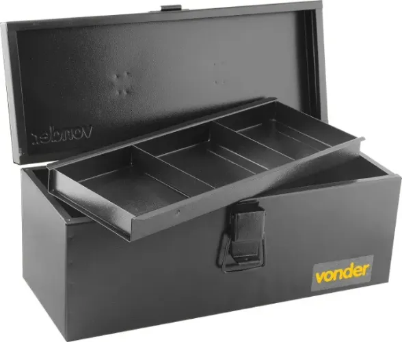 Caixa Metálica Ferramentas Tipo Baú com Bandeja Vonder (40x17x16cm)
