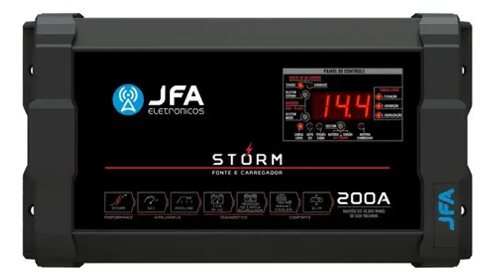 Fonte Automotiva Jfa 200a Storm Voltímetro Digital Mono 220v