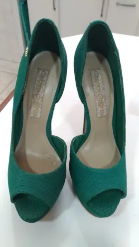 Sandália Salto Alto Carmen Steffens, Verde, 36