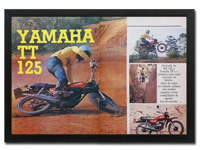 Yamaha TT 125, RX 180 e outras - Quadro decorativo com propaganda/matéria de revista