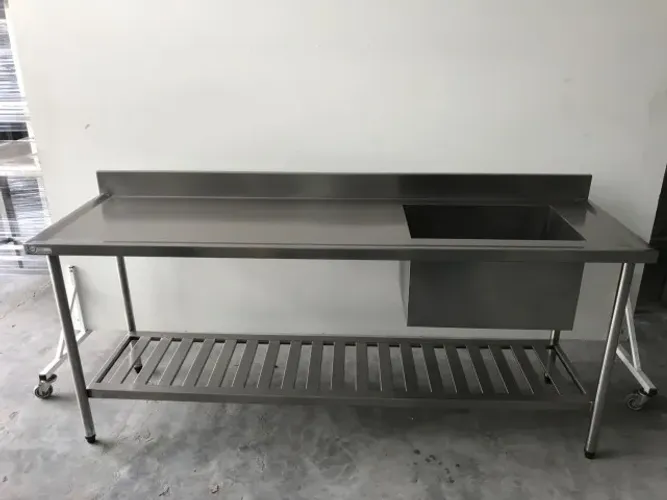 Pia industrial nova com cuba tipo tanque em inox 304