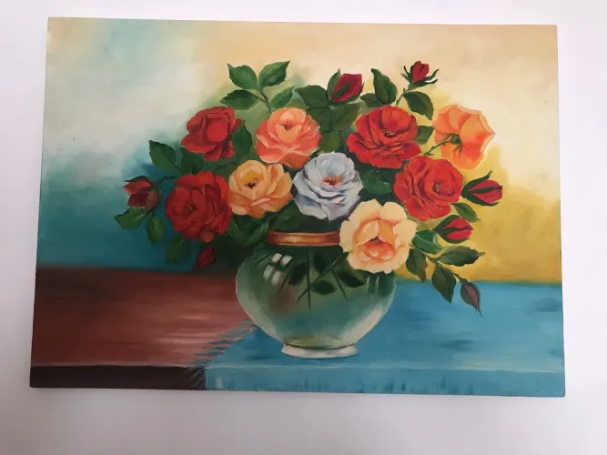 Quadro de flores em vaso - Decoração