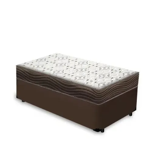 Base Box Solteiro Marrom com Colchão Solteiro D45 Ortobom - Entrega Rápida!