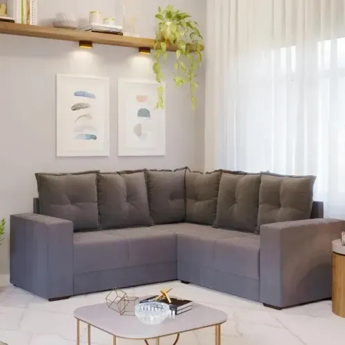 Sofá de canto patricia cinza