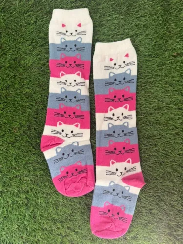 meia 3/4 gatinhos fofos coloridos
