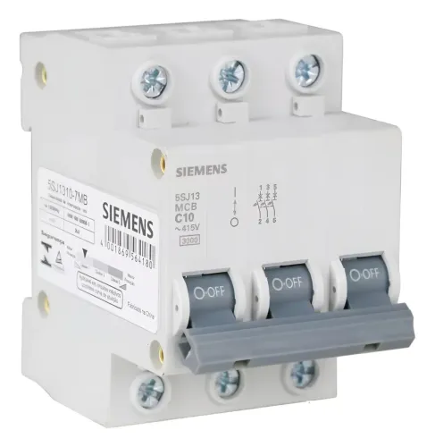 Disjuntor tripolar Siemens 10 amperes