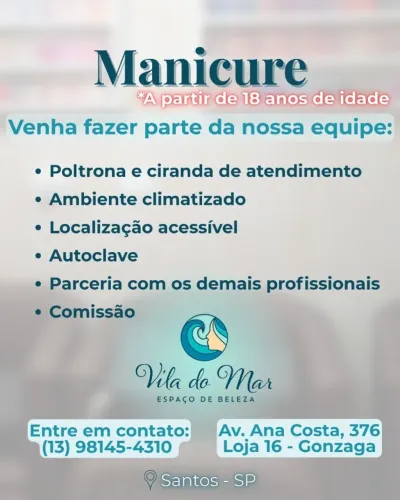 Vaga Manicure - Santos / SP