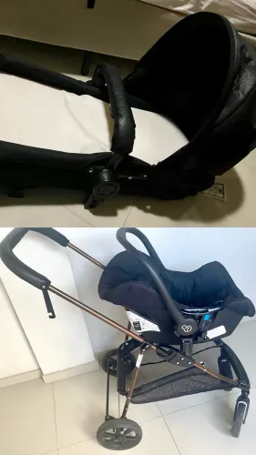 Carrinho moisés, com bebê conforto e colchãozinho