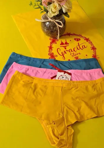 Kit com 3 Calcinhas Fio Largo Diamantes Lingerie 