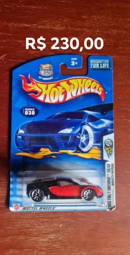 Hotwheels Bulgatti Veyron Preto e vermelho First Edition Escala 1/64