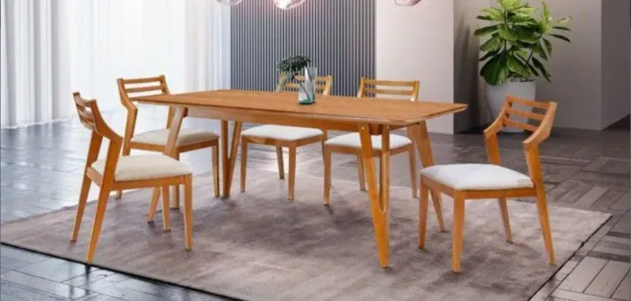 Mesa de jantar nômade com 6 cadeiras raira 