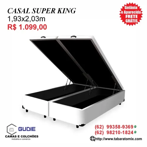 Cama Box  Super King 1,93x2,03m com Baú