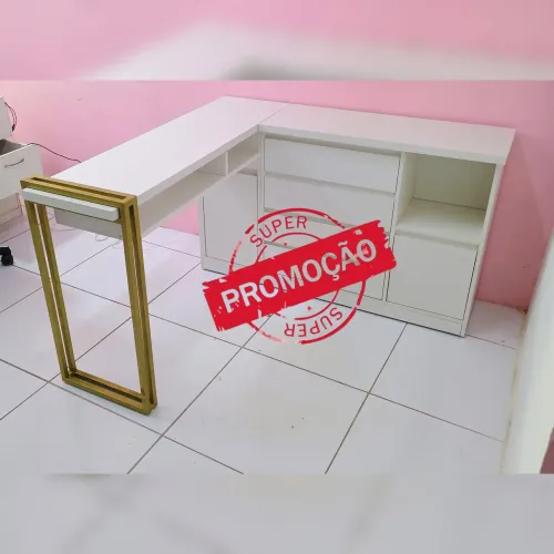 Mesa de manicure L industrial (frete e montagem Grátis)