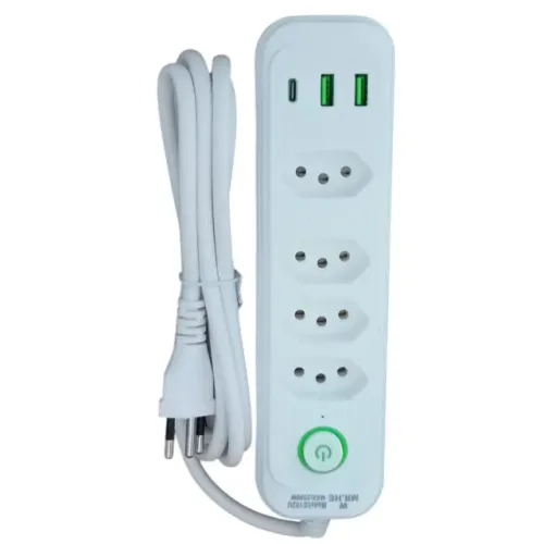 Extensão Eletrica 4 Tomadas E 2 Usb 1 Pd Led Tipo C Bivolt - Armarinho Ditudo