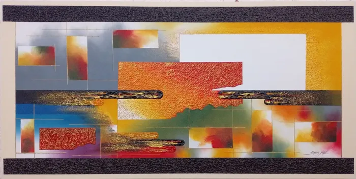 Quadro decorativo pintura acrílica sobre tela com textura 1,20 x 1,60