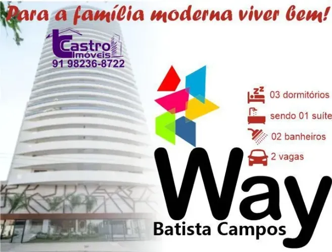 Edifício Way  Batista Campos. 3/4. 1 ou 2 Vagas. J266
