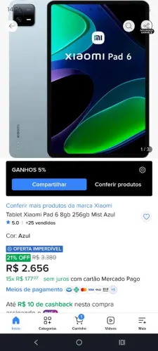 Xiaomi pad 6 256gb 8gb ram tablet