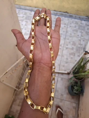 Corrente Tijolinho Moeda Antiga 10mm l 60cm fecho duplo