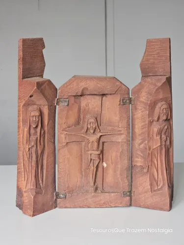 Arte Sacra - Oratório de Madeira Antigo 29cm