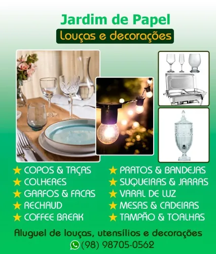 Aluguel de xícaras, louças e decoração 