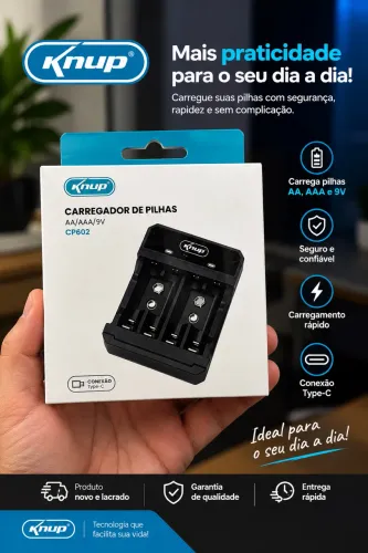 Carregador de pilhas AA / AAA/9v knup
