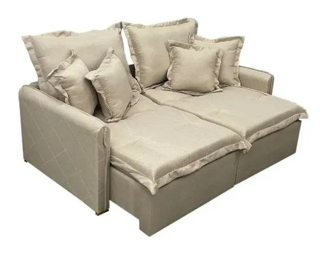 SOFÁ CAMA HAVANA 180CM 2 LUGARES RETRÁTIL E RECLINÁVEL EM LINHO