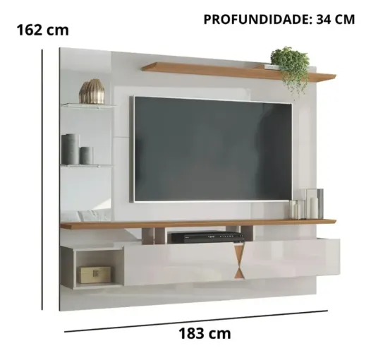 Painel para TV Off White / Damasco - BRANCO