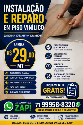 Instalação de Piso Vinílico por R$29/m² | Orçamento Grátis | Chame no WhatsApp