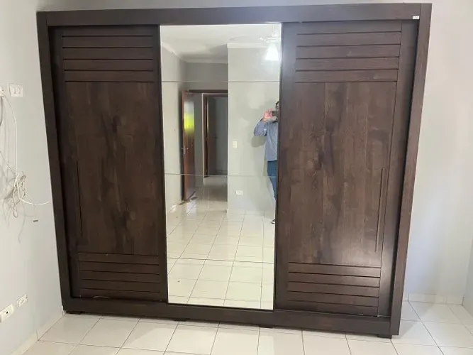 Guarda-Roupa (DESMONTADO) Casal 3 Portas correr- 6 Gavetas MDF Guarapari Panan Roupeiro