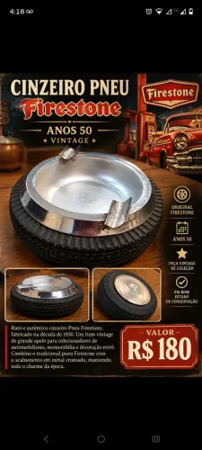 Cinzeiro pneu Firestone vintage anos 50