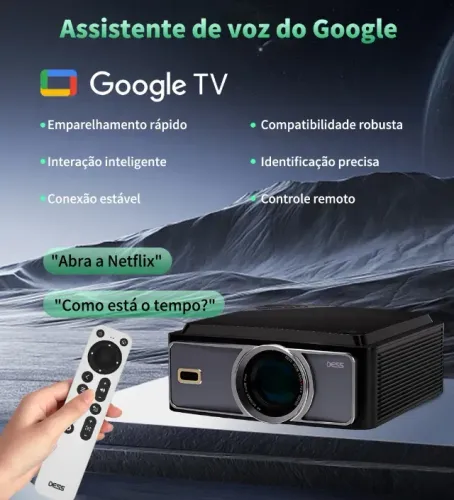 Projetor Dess C5 Pro com Android 9 e Google TV 2500 Ansi Lumens